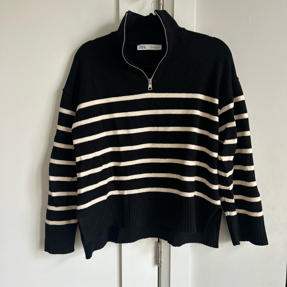 Zara striped half zip sweater - M